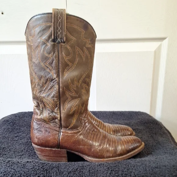Wrangler W.B. Masterson Leather Snake Lizard Western Cowboy Boots-8D/11 - Picture 6 of 14